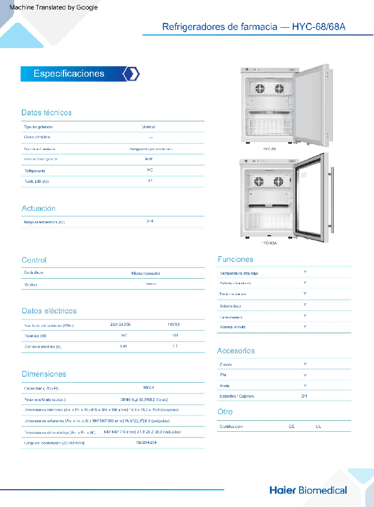 Refrigerador Vertical 68 Litros