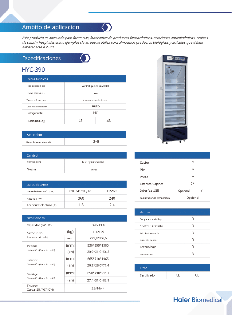 Refrigerador de farmacia 390 Litros