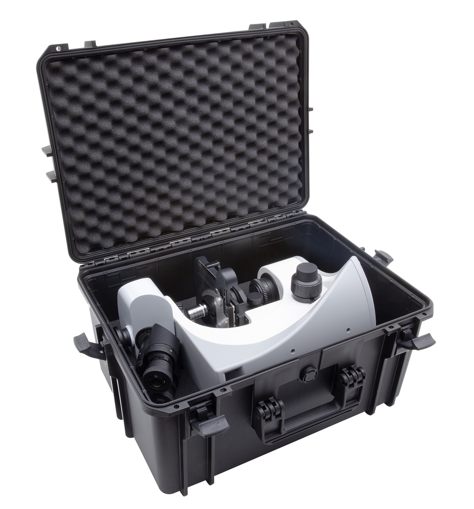 B-380 Microscopio trinocular de campo oscuro, 1000x IRIS, PLAN, estuche rígido de transporte