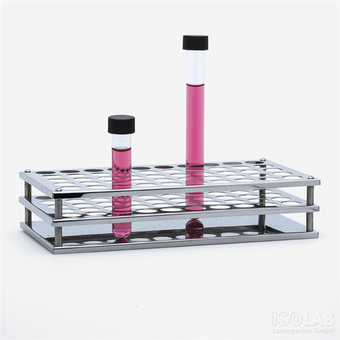 [079.02.001] Gradilla de Acero Inoxidable para 50 Tubos de 13 mm ISOLAB - 079.02.001