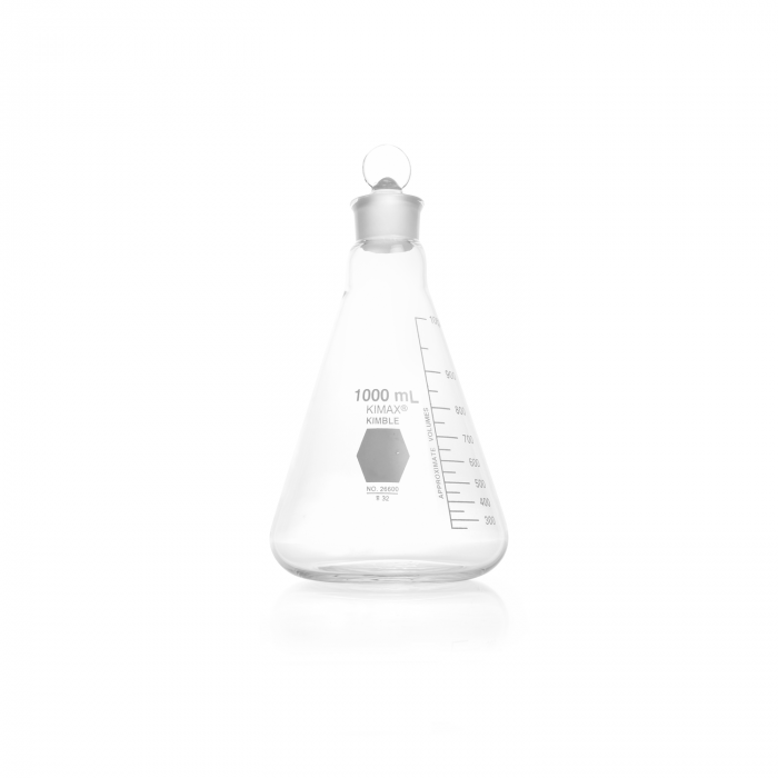 Matraz Erlenmeyer con Tapón de Vidrio Kimax 26600 (1,000 mL)