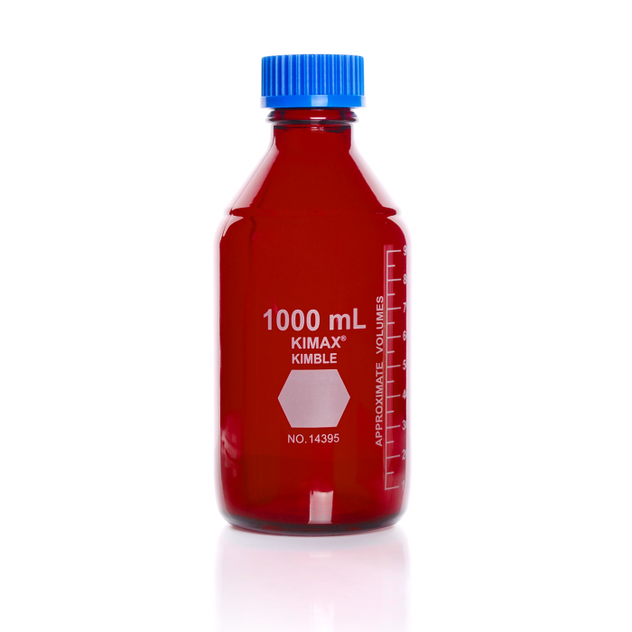 [14399-1000] Frasco para Laboratorio de Vidrio Ámbar Ray-Sorb con Rosca GL 45 14399 (1,000 mL)