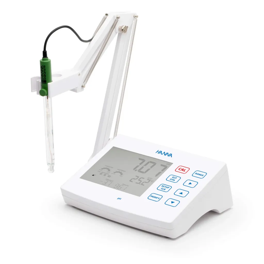 [HI2620-01] Medidor de pH de mesa con electrodo, soporte para electrodo, adaptador de corriente USB-C, 115 V