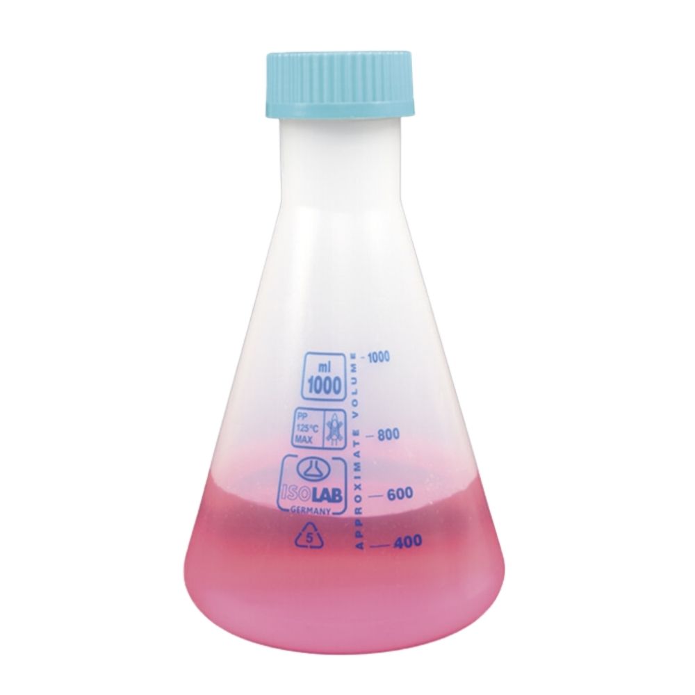 Erlenmeyer polipropileno transparente con tapa rosca 250 ml Isolab