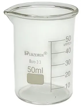 [GL41101-050-C] Vaso vidrio boro 3.3 50 mL (paq. 12) – Luzeren