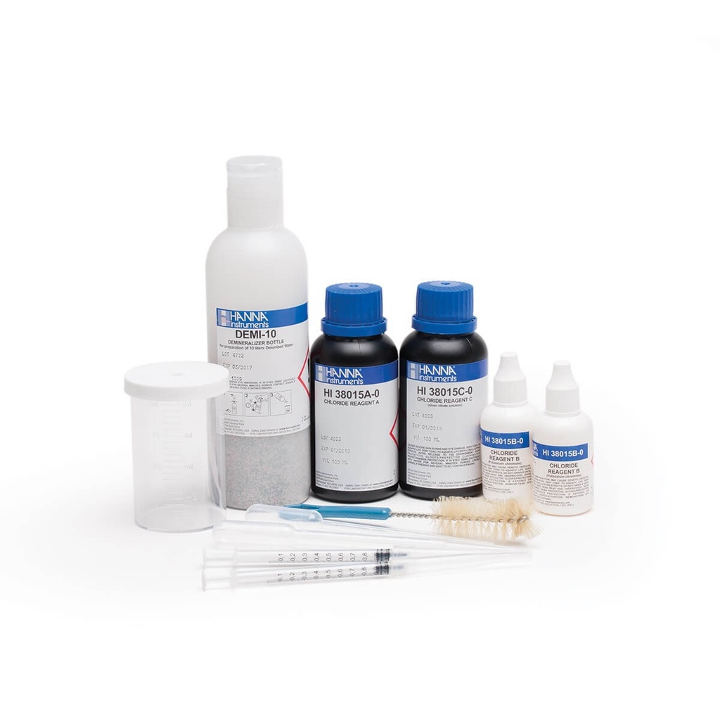 Reactivos de reemplazo del test kit de para cloruro en intervalo amplio (100 pruebas)