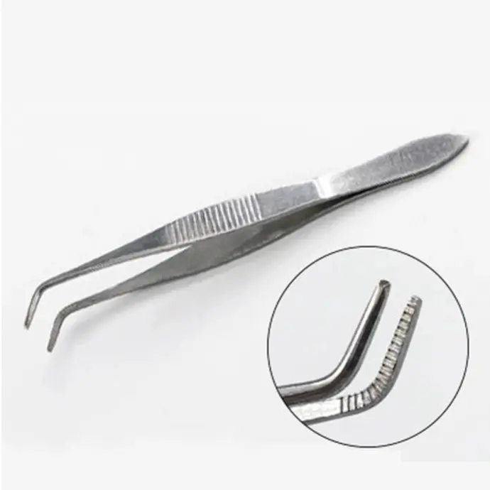 Pinza de disección punta curva 115 mm – Acero inox (Luzeren)