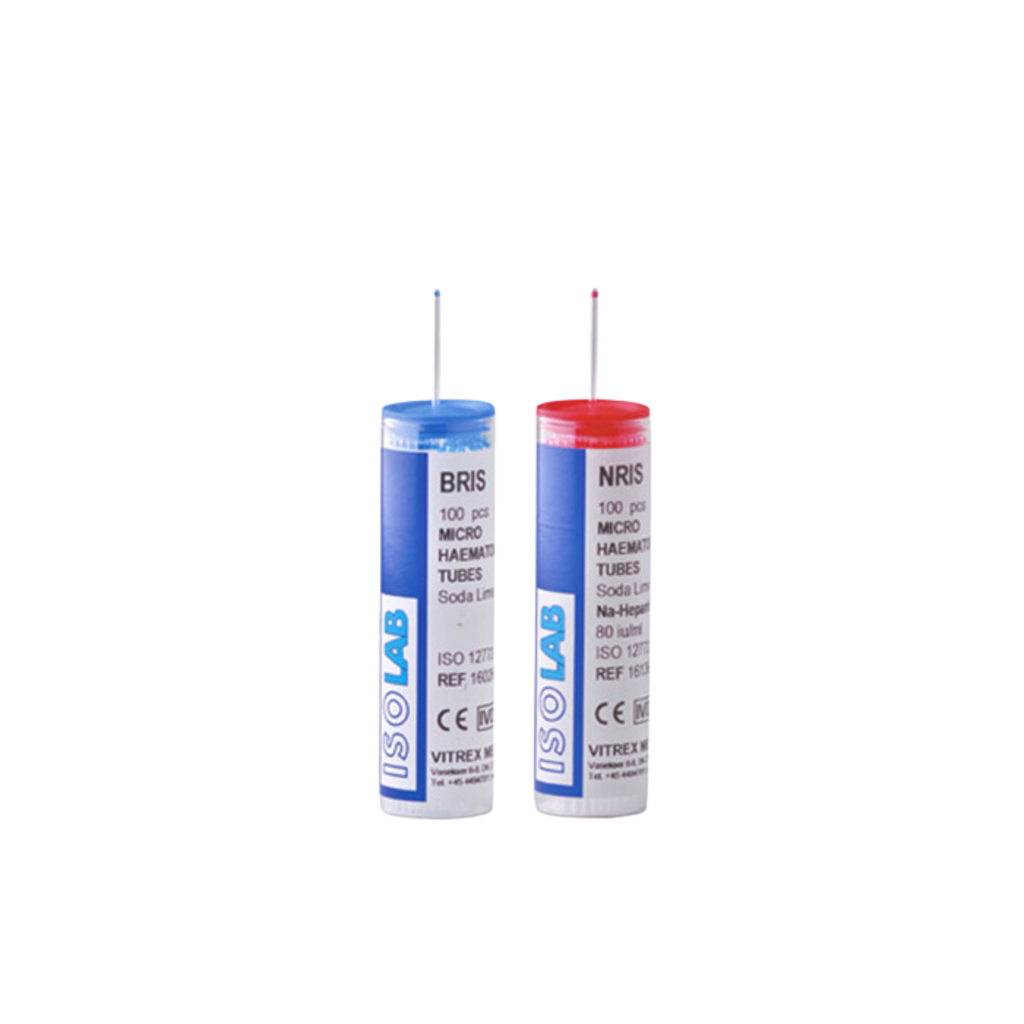 Tubos Capilares sin Heparina para Microhematocrito, 75 mm, 100/Vial, Isolab