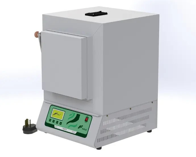 Mufla FE-360 para laboratorio, rango de operación 50°C a 1,100°C, control digital y sistema de seguridad. Felisa