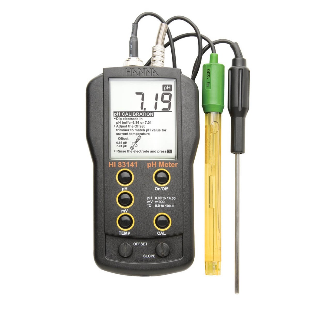 medidor analógico de ph/mv/°c con electrodo
