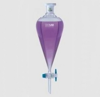 Embudo de Separación Graduado de Vidrio 2 Litros con Llave de PTFE ISOLAB - 031.01.100