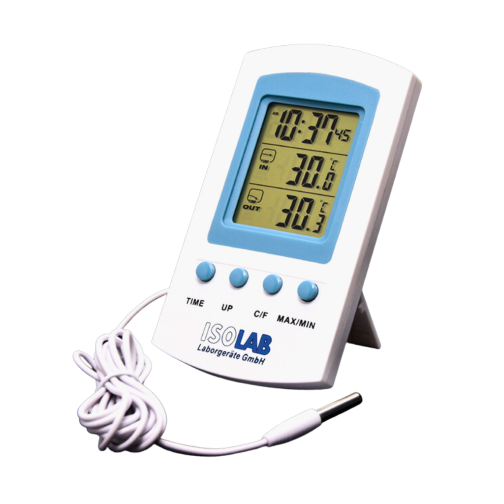 Termómetro Digital Máximas y Mínimas con Reloj y Fecha ISOLAB - 060.02.001
