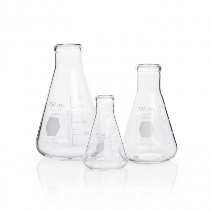 matraz erlenmeyer graduado, boca reforzada 300 ml Kimax