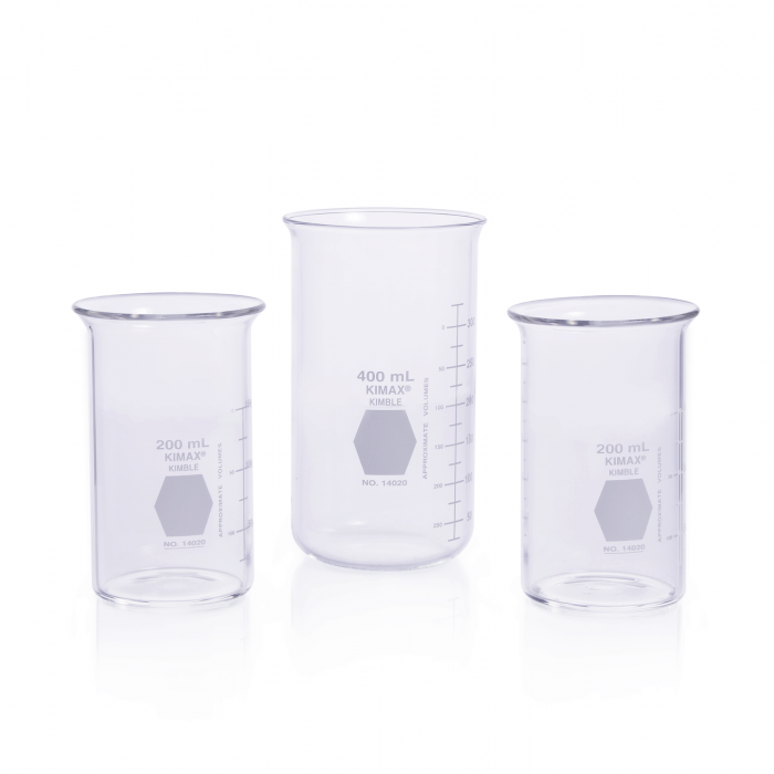 vaso de precipitado. berzelius, sin vertedero, forma alta, graduado 300 ml Kimax