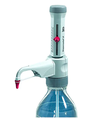 Dispensador análogo 10-100 ml válvula PTFE Isolab