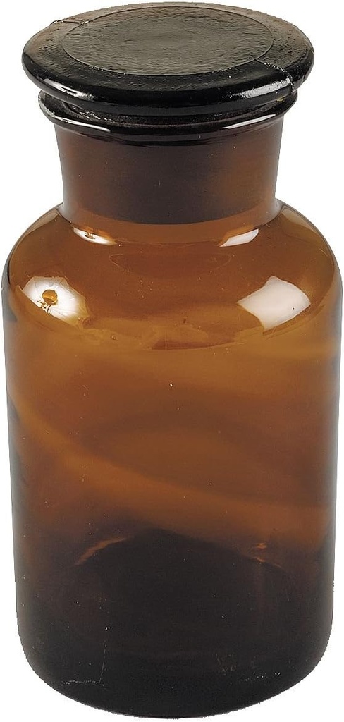 Frasco ámbar boca ancha 250 ml con tapón esmerilado