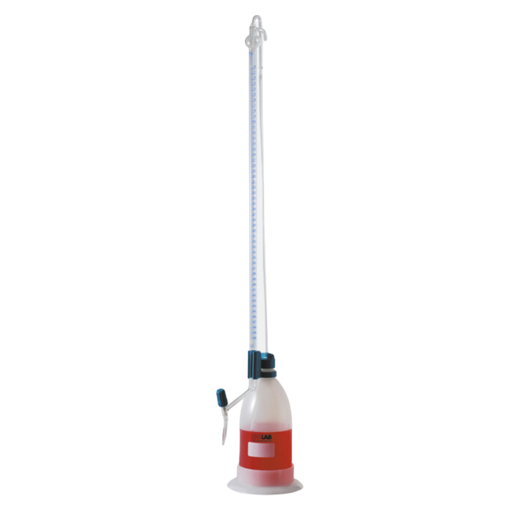 bureta schilling de borosilicato 3.3 clase as con válvula de ptfe, Isolab