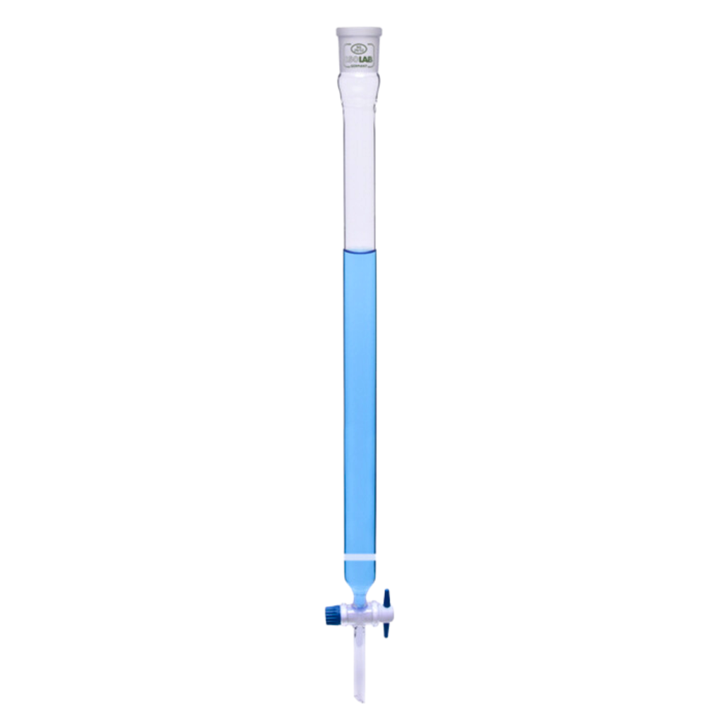 embudo de vidrio de borosilicato con filtro sinterizado y llave ptfe, Isolab