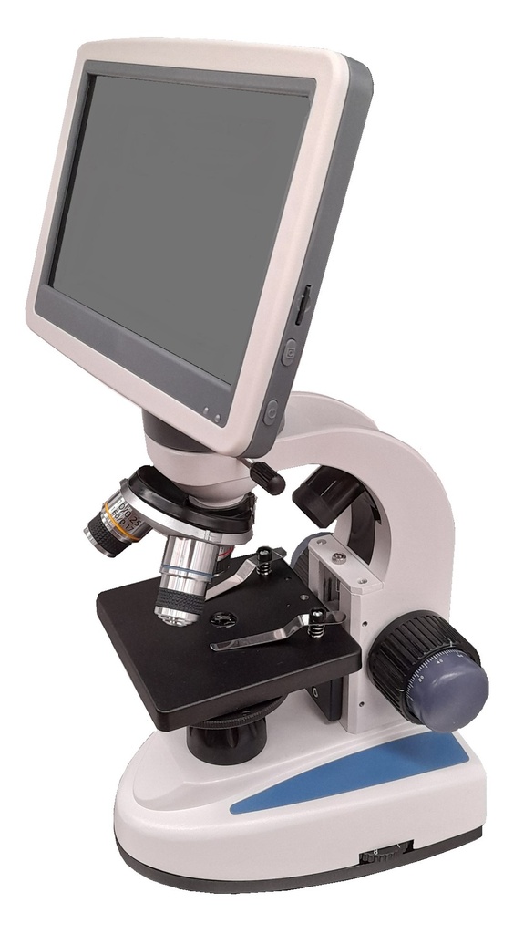 Microscopio digital biológico LCD, 7", 3 obj.