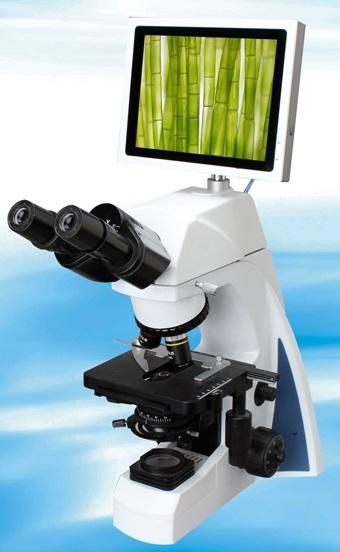 Microscopio digital biológico con tablet
