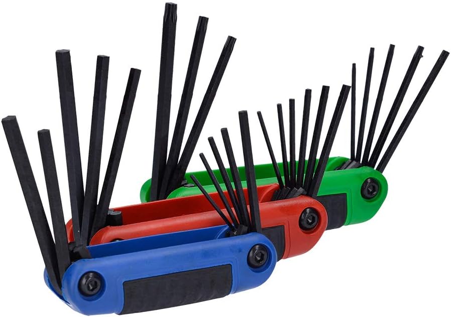 juego de llaves hexagonales  tipo navaja en pulgadas, métricas y  torx estuche bimat, 24 pz