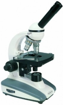 microscopio monocular con 4 objetivos acromaticos.