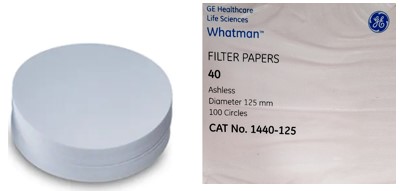 [WT-1440-125] papel filtro # 40 de 12.5cm, 100/paq. whatman