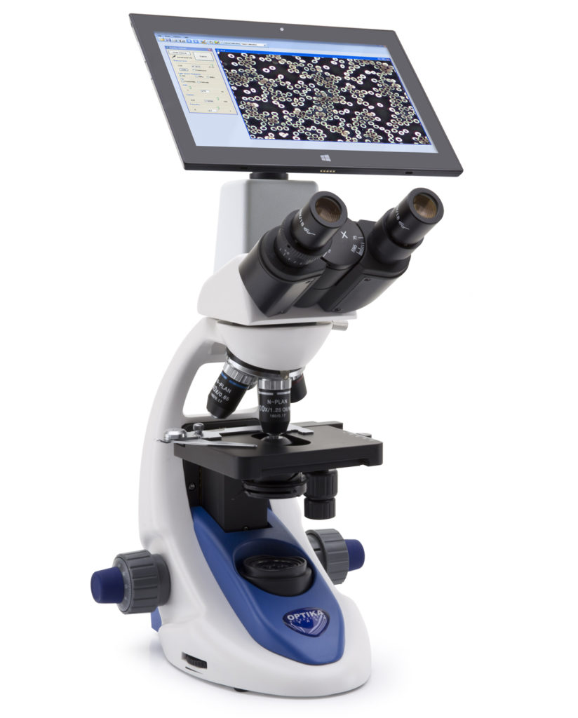 Microscopio Digital Binocular B-190TBPL – 1000x, Cámara Integrada de 3.1 MP, Tablet PC Windows - Optika
