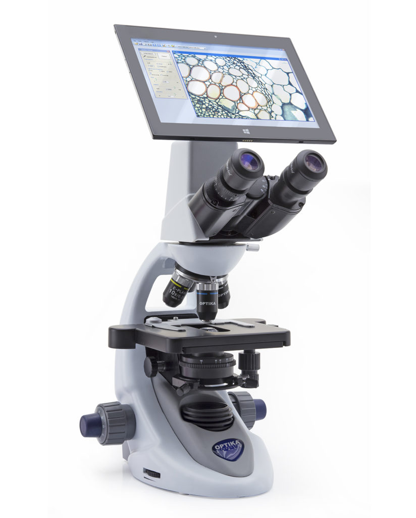 Microscopio Digital Binocular B-290TB – 1000x, Cámara 3.2 MP, Tableta Windows 10.1", Iluminación X-LED³ - Optika