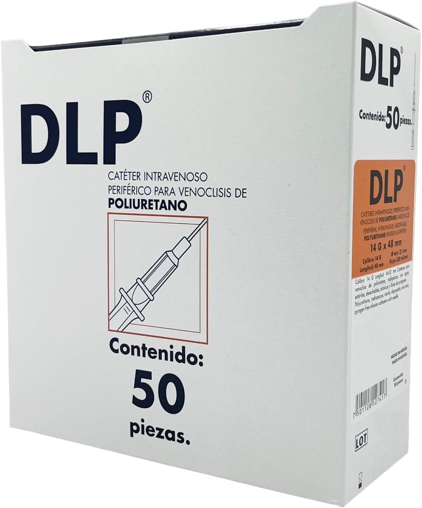 catéter intravenoso periférico para venoclisis de poliuretano c/50 (14 G x 48 mm)