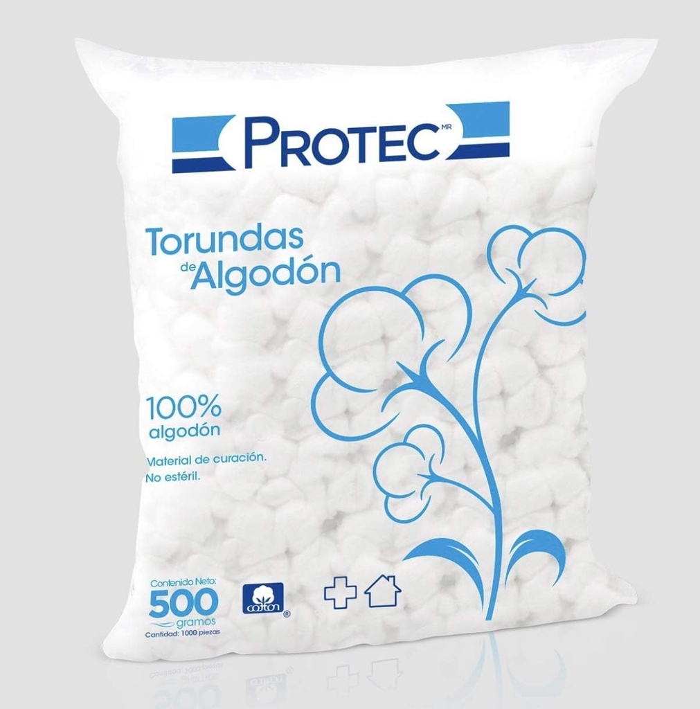 protec torunda de algodón 500 grs (1000 bolitas) 