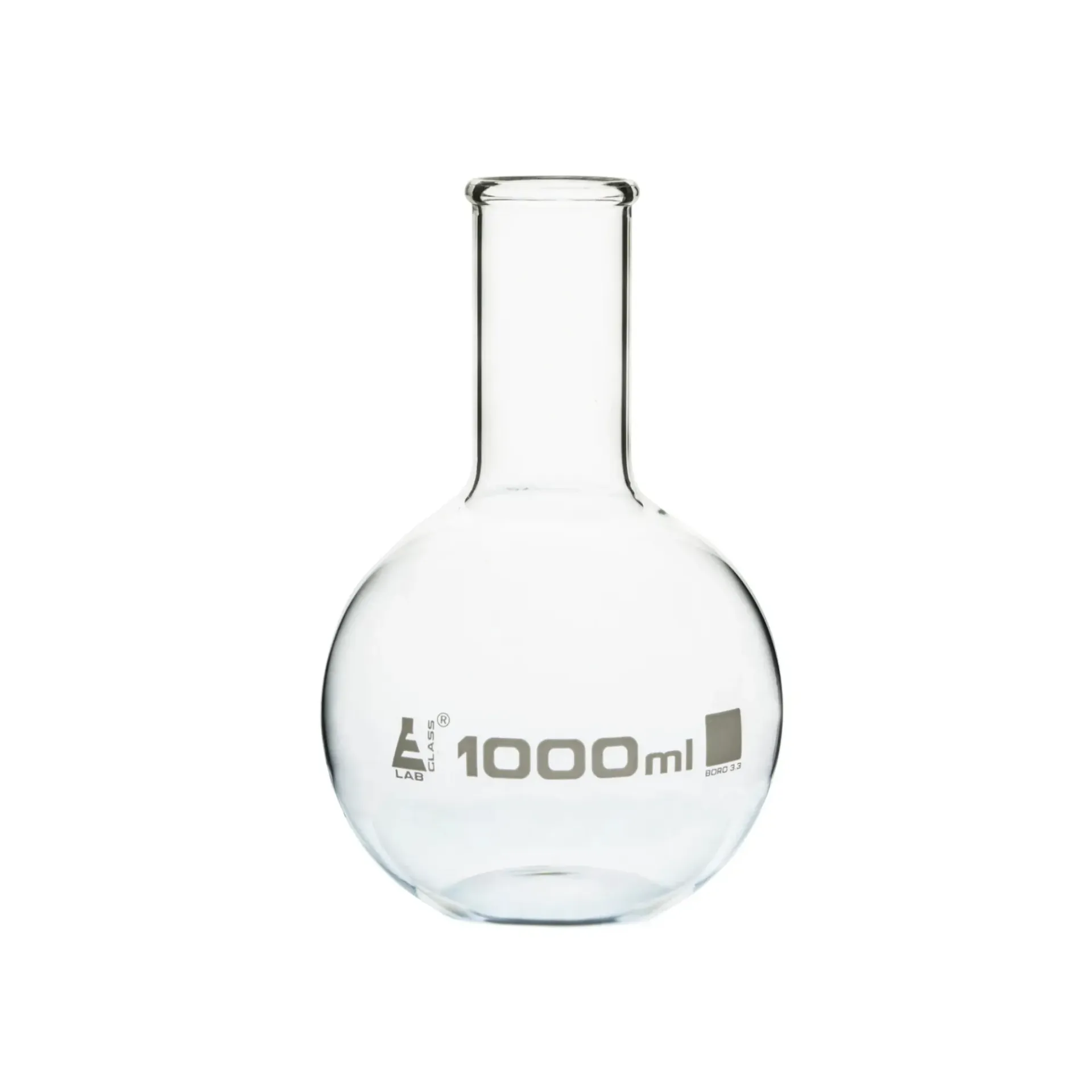 [CH0410G] Matraz de Ebullición de 1000 ml de Vidrio Borosilicato con Fondo Plano y Cuello Estrecho Eisco