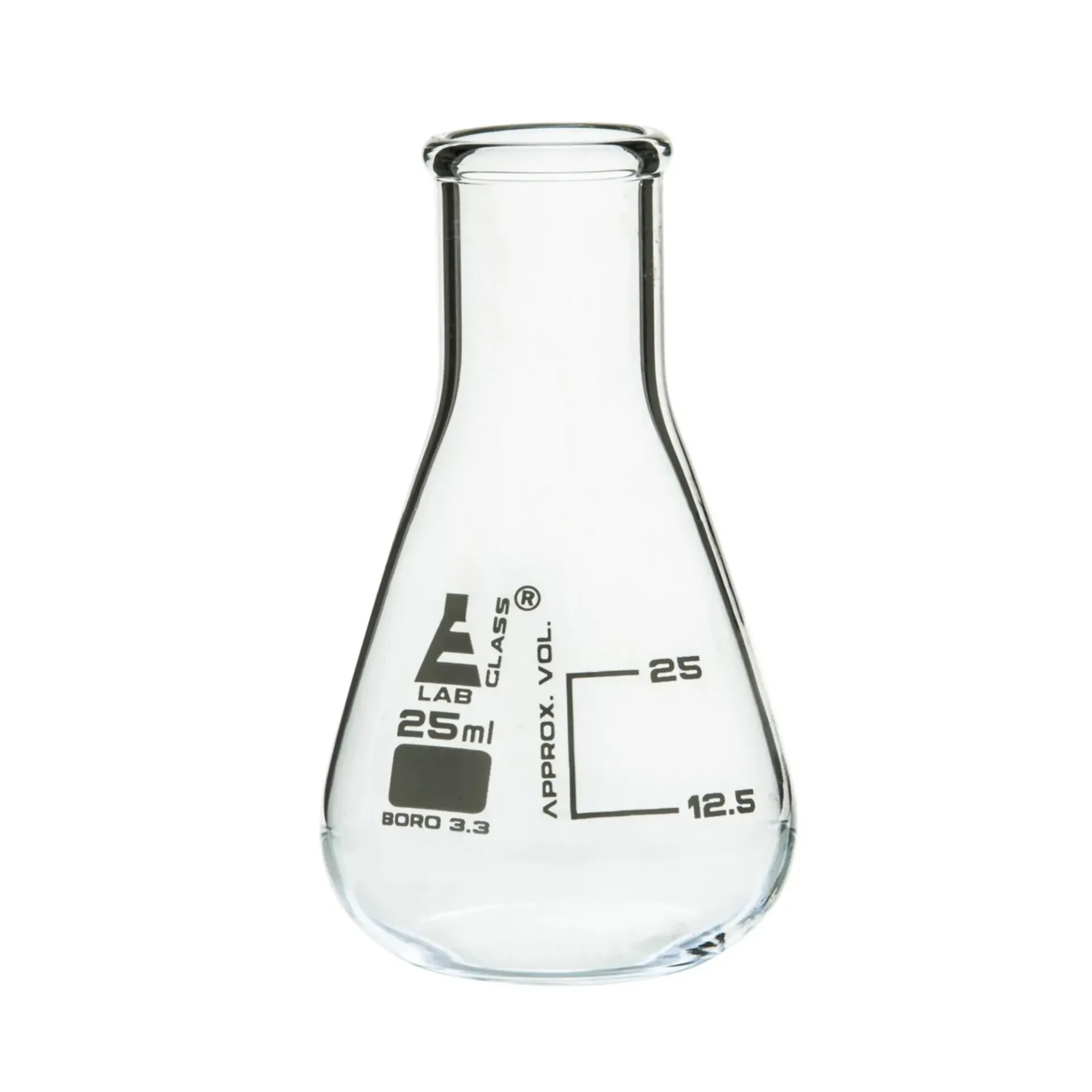 [CH0424B] Matraz Erlenmeyer de 25 ml de Vidrio Borosilicato con Cuello Estrecho Eisco
