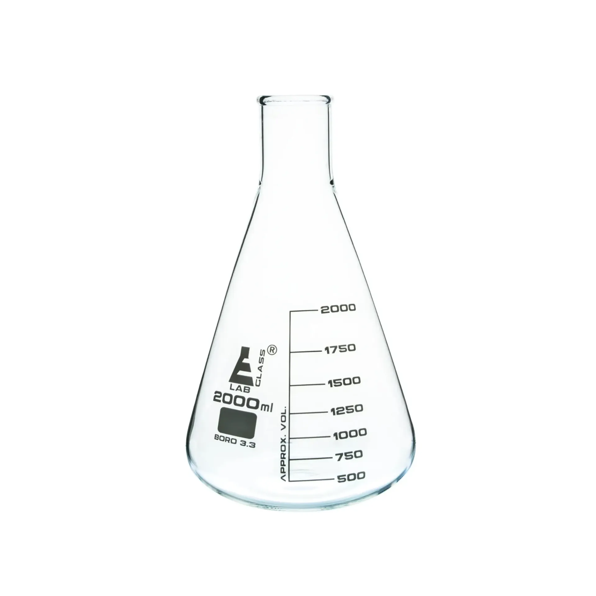 [CH0424I] Matraz Erlenmeyer de 2000 ml de Vidrio Borosilicato con Cuello Estrecho Eisco Labs