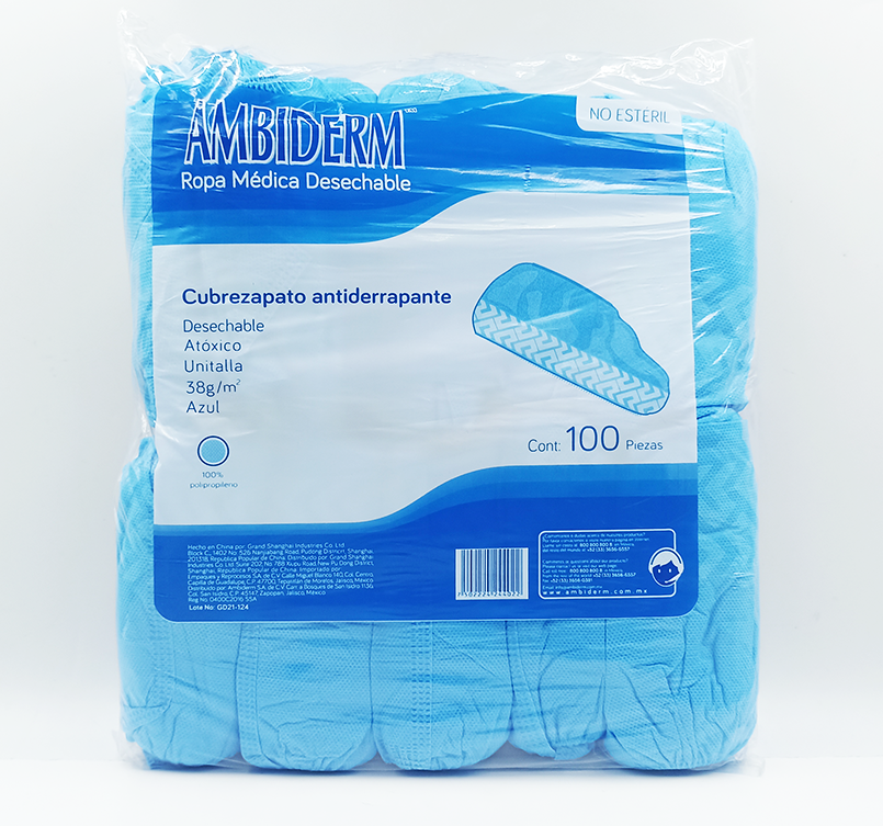cubrezapato con antiderrapante pp 38 g / bolsa c/100 pzas / ambiderm