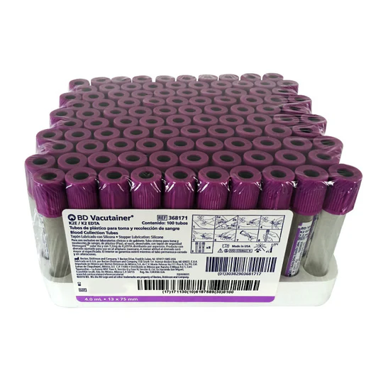 recolección de sangre venosa lila 13x75 4.0 plbl lav