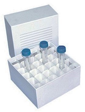 Caja Criogénica de Cartón Blanca para 36 Tubos de 15 ml - Biologix