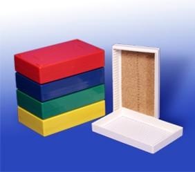 Caja de Plástico para 25 Portaobjetos Azul - Biologix