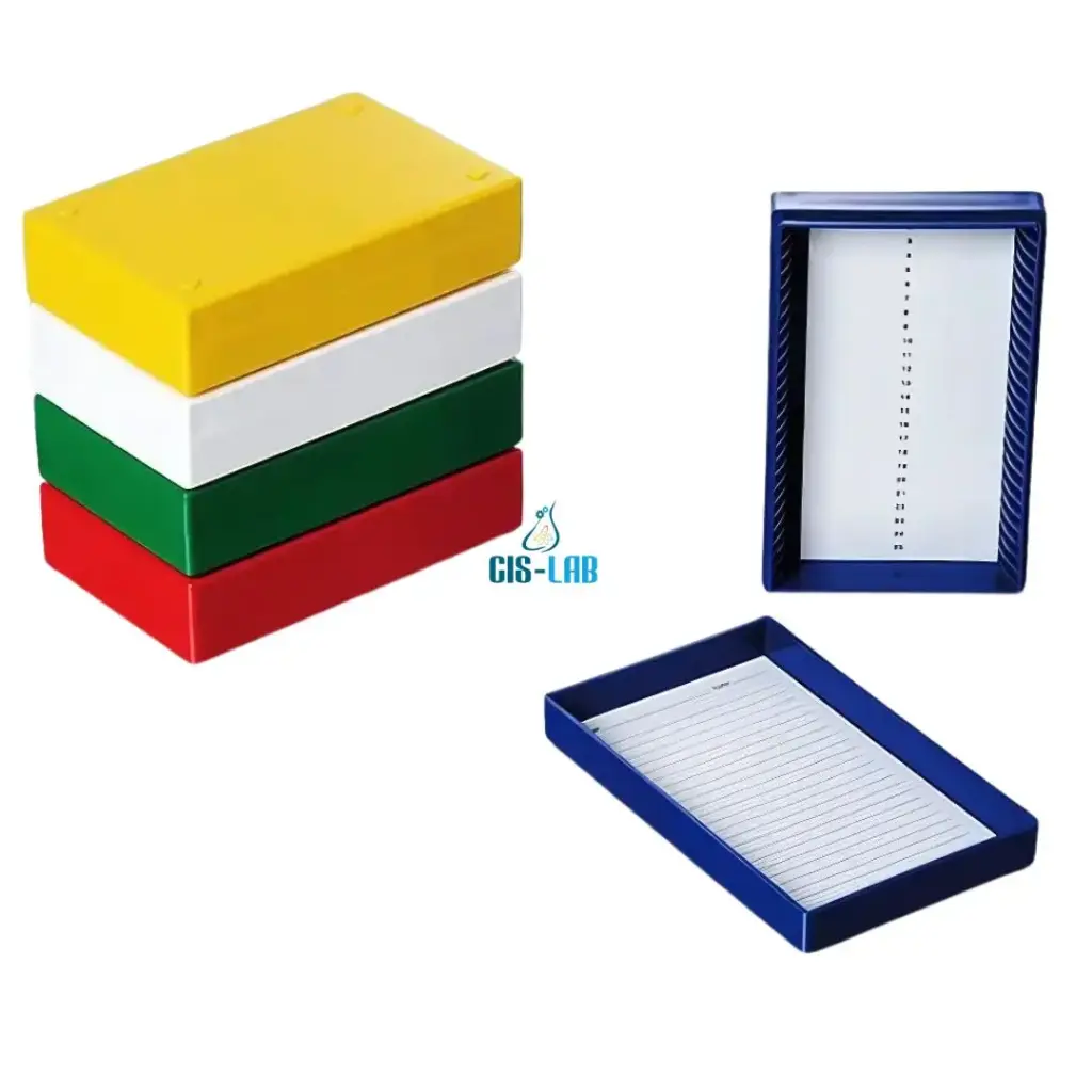 Caja Plástica Portaobjetos 25 Rojo Biologix