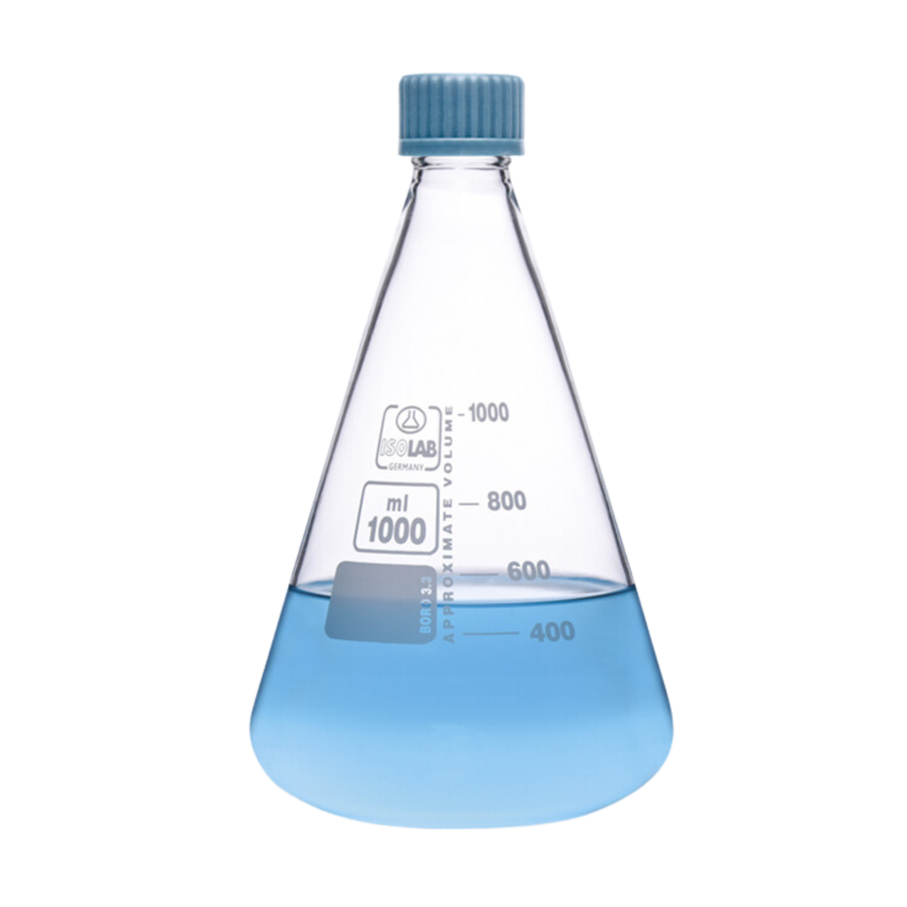 [027.03.250] Matraz Erlenmeyer de Vidrio 250 ml con Tapa de Rosca ISOLAB - 027.03.250
