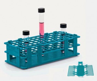 [079.02.002] Gradilla de Acero Inoxidable para 50 Tubos de 16 mm ISOLAB - 079.02.002