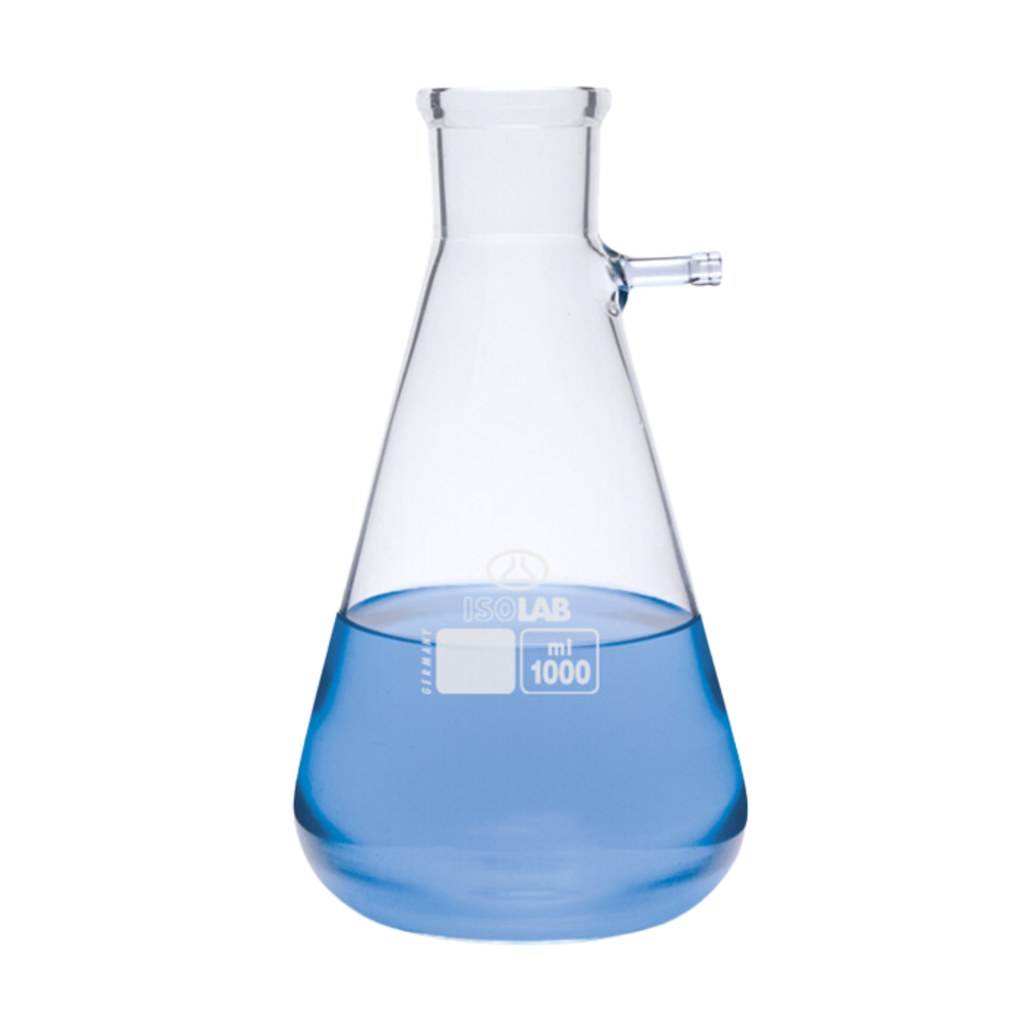 Matraz Kitazato vidrio borosilicato 2 litros tubo lateral ISO 6556 Isolab