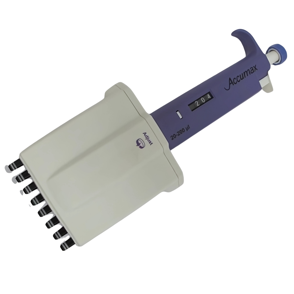 Micropipeta Multicanal de 8 Canales 20 a 200 uL Certificado ISO 8655 Modelo MA8-200 Accumax