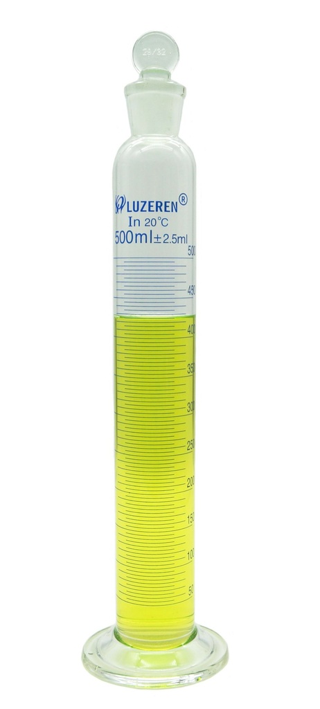 Probeta de vidrio con tapon 500ml. Luzeren