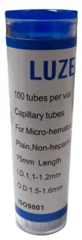 [LUZ-3341] Tubo capilar 75 mm sin heparina, extremo azul – Luzeren
