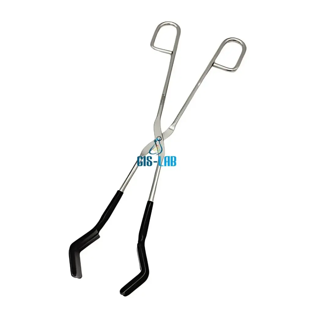 [LUZ-1663] Pinzas para matraz 300 mm con puntas de vinil – Acero niquelado (Luzeren)