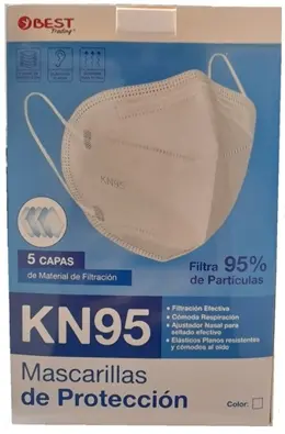 Cubrebocas KN95 blanco Luzeren paquete 10 piezas