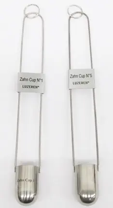 Copa Zahn No.5 Luzeren acero inoxidable 44mL mango 12″