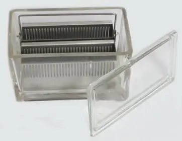 [LUZ-1554] Caja Coplin vidrio Luzeren rack acero 60 portaobjetos