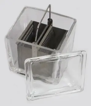 [LUZ-1553] Caja Coplin vidrio Luzeren rack acero 30 portaobjetos
